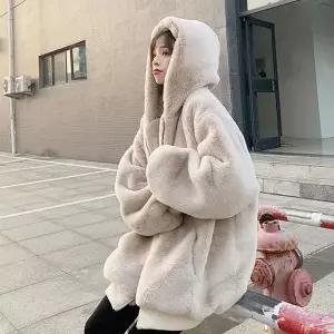 [하프클럽/알티피아]후드집업 자켓 점퍼 아우터 여성 겨울 페이크퍼 뽀글이 플리스 후리스