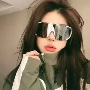 트렌디 여성용 자전거 선글라스 UV400 방풍 야외 선쉐이드 고글 PC 스포츠 안경 여행용