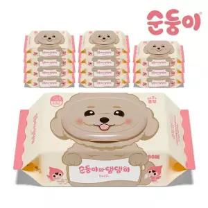 순둥이 댕댕이 베이직 강아지 물티슈 캡형 80매 12팩