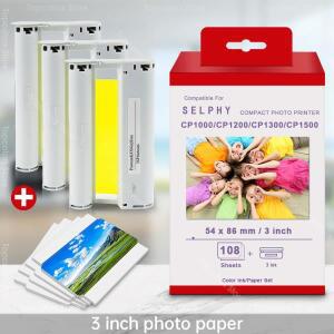 캐논 셀피 CP1300 용지용 카트리지, 카드 크기 인화지 54x86mm, KP108IN 호환, CP1500, CP1200 1000, 3 인