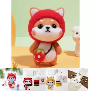 DIY 동물친구 양모펠트 키트(딸기시바견)/니들/양모/재료/집콕/취미/펠트/교구/만들기/키트/인형/공예