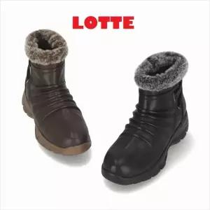 [롯데백화점]엘칸토 여성쿠션 따뜻한 셔링 털 앵클부츠 LCWA38U44C 블랙/브라운