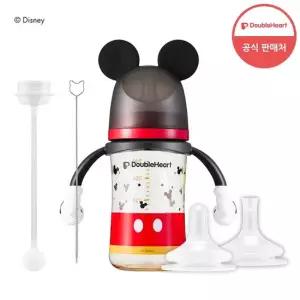 더블하트 3세대 디즈니 240ml 미키 미니 푸 핸들 노꼭지) +빨대꼭지 추빨대
