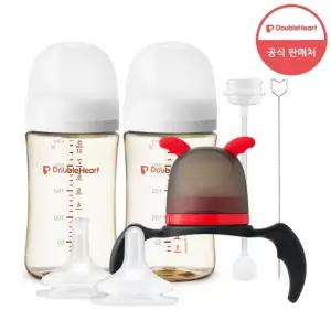 더블하트 베이직 모먼트 240ml 젖병2 + 빨대꼭지1 + 추빨대1)+리틀데몬1