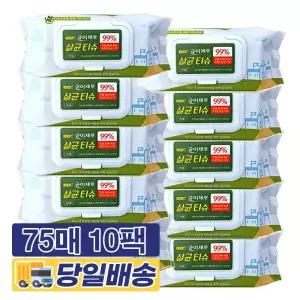 손세정제 청소용 휴대용 손소독제 항균티슈 소독티슈 75매 10팩