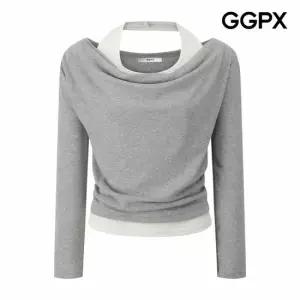 [GGPX] 레이어드형 홀터넥 드레이프 티셔츠 (GQ1TS020F)