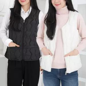 셔링 패딩 조끼 / 옆주름 퀼팅 보온 누빔조끼 / 솜패딩 경량 베스트