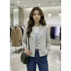 [롯데백화점]SOUP 베이직 칠부소매 투버튼 자켓  SC4JK903