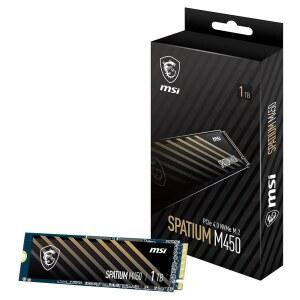 MSI SPATIUM M450 SSD 1TB - PCIe 4.0 NVMe M.2 V1 내부 솔리드 스테이트 드라이브, 3400MB/s 읽기 및 2400MB/s 쓰기, 3D NAND, 내장 데이터 , 센터 - 5년 보증(350TBW)
