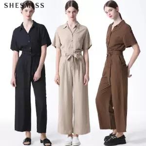 [쉬즈미스][쉬즈미스(SHESMISS)] 오픈 카라 린넨 점프수트 (택가격 268000원)