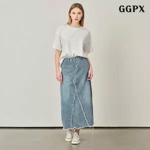 데끼 절개 롱 데님 스커트 (GPAWH009D)