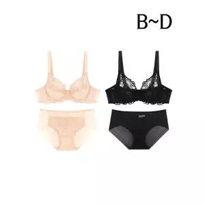 [하프클럽/비비안]B/C/D컵 시스루 올레이스 홑겹 와이어브라팬티2종(PB7165)75B-90D