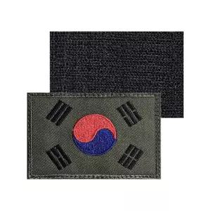 국방색 컬러 태극기 자수 와펜