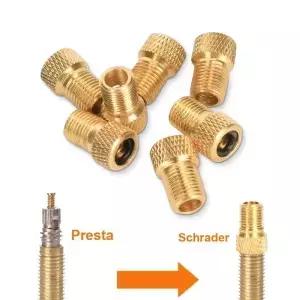 자전거 Presta-Schrader 어댑터 타이어 밸브 구리 황금 펌프 커넥터 F/V-A/V 변환기