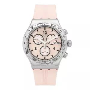 스와치 손목 시계 남성 러버 POPPINGLY PINK YVS532