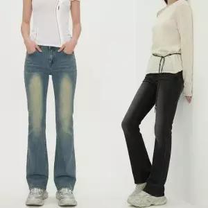 친절한탄씨 청바지 워싱 데님 로우라이즈 플레어핏 2color 여자 여성골반바지 여성스판부츠컷