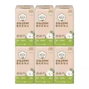 순면생리대 좋은느낌 순면커버 팬티라이너 일반 생리대 40입x6개
