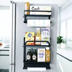 키친타올걸이 정리 주방 선반 무타공 자석선반 조미료통 철제도어 거치대 사이드 냉장고