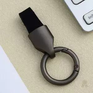 차량용 가죽 키링 블랙 열쇠고리 자동차 키홀더 남성용 심플 디자인 고리