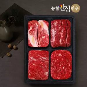 [Tday] 농협안심한우 1등급 한우 등심 300g+채끝 300g+국거리 300g+불고기300g / 총 1.2kg