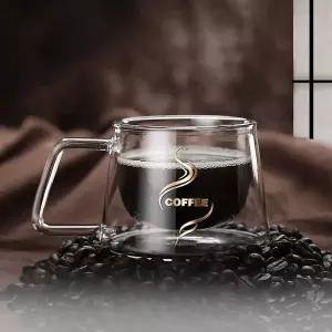 로하티 썸데이 내열 커피잔 200ml 이중 유리잔 유리잔