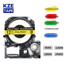 KZE 12mm 다색 LC4YBW 호환 Epson King Jim SC12YW SS12KW LC-4WBN 라벨 테이프 LW-300