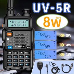 바오펑 UV5R 8W 트라이파워 무전기 5W 고출력 UHF VHF 듀얼 밴드 양방향 무전기 장거리 128채널 휴대용 UV 5R CB 무전기
