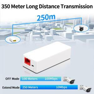 HORACO 2포트 POE 리피터 100Mbps 1-2 PoE 확장기 (IEEE802.3af/at 플매트 카펫 러그 앤 플레이 지원) 스위