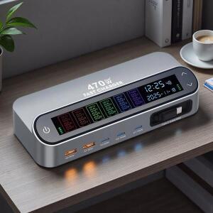멀티 포트 470W/405W GAN 고속 충전기 LCD 디스플레이 화면 탑재 140W 타입 C 데스크탑 65W 확장 가능 케