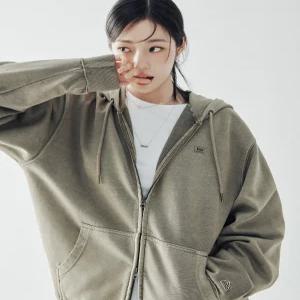 리 다이드 라벨 후드 집업 피그먼트 브라운 5282292