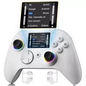 PC/PS4/스위치/안드로이드/iOS용 인터랙티브 스크린 무선 게임 컨트롤러 4개 프로그래밍 가능한 버튼 터보