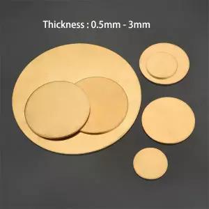 황동판 신주판 황동 디스크 원형 플레이트 시트 맞춤형 솔리드 구리 직경 20mm 30mm 50mm 60mm 80mm 100mm