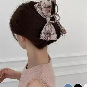 꽃무늬 패턴 양방향 리본 집게핀 머리정리 깔끔 기타패션소품