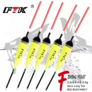 FTK 5개/세트 낚시찌 사이즈 2g-4g 바르구진스키 전나무찌 잉어 수직 부표 길이 15.5-20cm 낚시용품