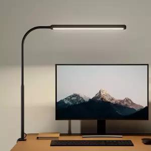 SUPERDANNY 눈 보호 LED 책상 램프 작업용 사무용 사이드 클램프 포함 블랙 터치 컨트롤 360 유연한 구즈넥