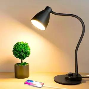 USB 충전 포트가 있는 보혼 LED 데스크 램프 3가지 색상 모드 조광 가능 블랙 독서등 스마트 인덕션 자동