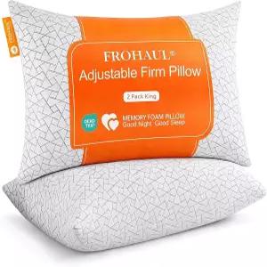 FROHAUL 잘게 찢어진 메모리폼 침대 베개 옆·등·배용 조절 가능한 호텔급 통기성 좋은 세탁 커버
