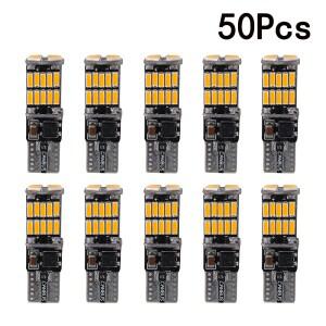 50개 T10 W5W LED 전구 CANBUS 12V 24V 4014-26SMD 6500K 백색 초고휘도 자동차 실내 돔 맵등 웨지 사이드