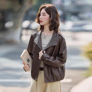 M3 여성 가죽 코트 쇼트 가을 차이나 캐주얼 라이더 재킷 JEN