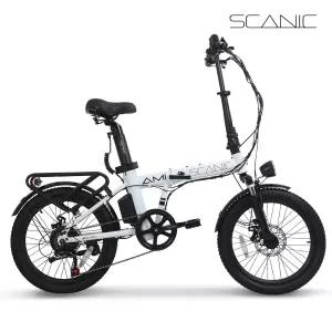 AU테크 스카닉 AMI 최대 500W 접이식 전동 전기 자전거 36V 7.5Ah, 화이트, 50.8cm(20인치)