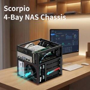 스콜피오 4디스크 NAS 섀시 케이스 알루미늄 쉘 SFX 파워 TX / MATX 마더보드 1.5mm 알루미늄 프레임