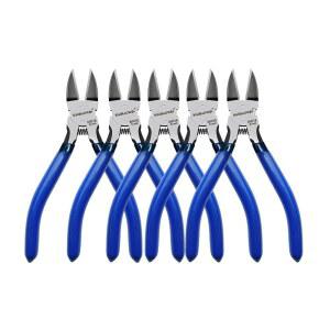 와이어 커터 5인치 5개 세트 KAIHAOWIN 정밀 플러시 컷팅 커터 공예용 초날카로운 사이드 스닙 스프링 로드 다이크 주얼리 제작용 파란색 바탕에 검은 손잡이