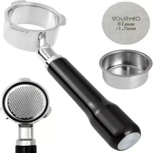 CASABREWS CM5418 3700Essential 및 5418Pro용 51mm 바닥 없는 포터필터 두께 3귀 디자인 퍼크 스크린과