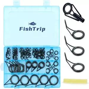 FishTrip 낚싯대 팁 가이드 수리 키트 싱글·더블 레그 세라믹 스테인리스 스틸 40 85피스 완전 교체용