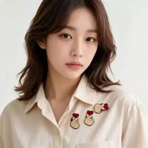 [제이큐]손하트 브로치 배지 옷핀 가방 장식 의류 포인트 액세서리 뱃지 핀
