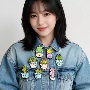 [제이큐]선인장 브로치 배지 핀 옷핀 가방 모자 장식 소품 포인트 액세서리