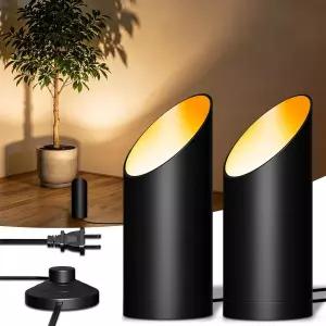 실내 바닥 캔 조명 2팩 7W 웜 3000K GU10 LED 5.9피트 플러그 코드 및 풋 스위치가 있는 스팟 거실용