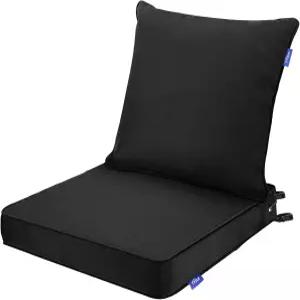INFBLUE 딥 시트 쿠션 아웃도어 파티오 가구 및 백 뒷마당 소파 페이드 저항성(22x24x4인치 솔리드 블랙)을