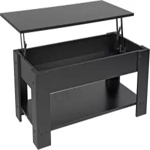 수납공간과 선반이 있는 엘레본 트 탑 커피 테이블 19D x 37.5W 22H 블랙