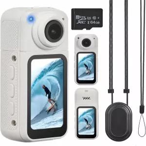 64GB 저장 공간이 있는 미니 바디 카메라 180 회전 가 1080P 포켓 비디오 화면이 썸 사이즈 웨어러블 캠